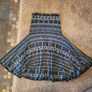 Peruvian Connection Pima Cotton Maxi Skirt M Blue and White